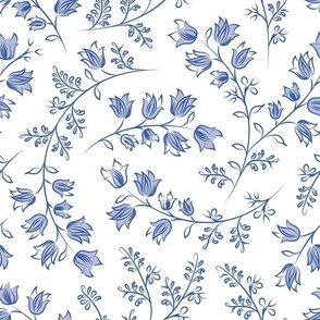 Romantic Florals // Buttercups Blue & White- Medium