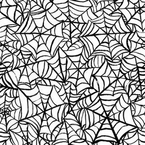 Spiderwebs - Small Scale - Black and White Halloween Goth Spider Web Gothic Cobweb