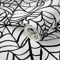 Spiderwebs - Large Scale - Black and White Halloween Goth Spider Web Gothic Cobweb