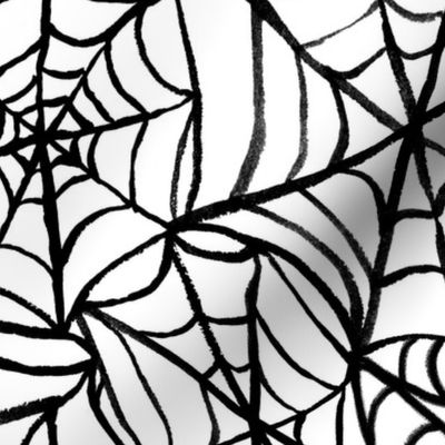 Spiderwebs - Large Scale - Black and White Halloween Goth Spider Web Gothic Cobweb