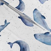 Watercolor indigo whale wallpaper