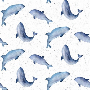 Watercolor indigo whale wallpaper