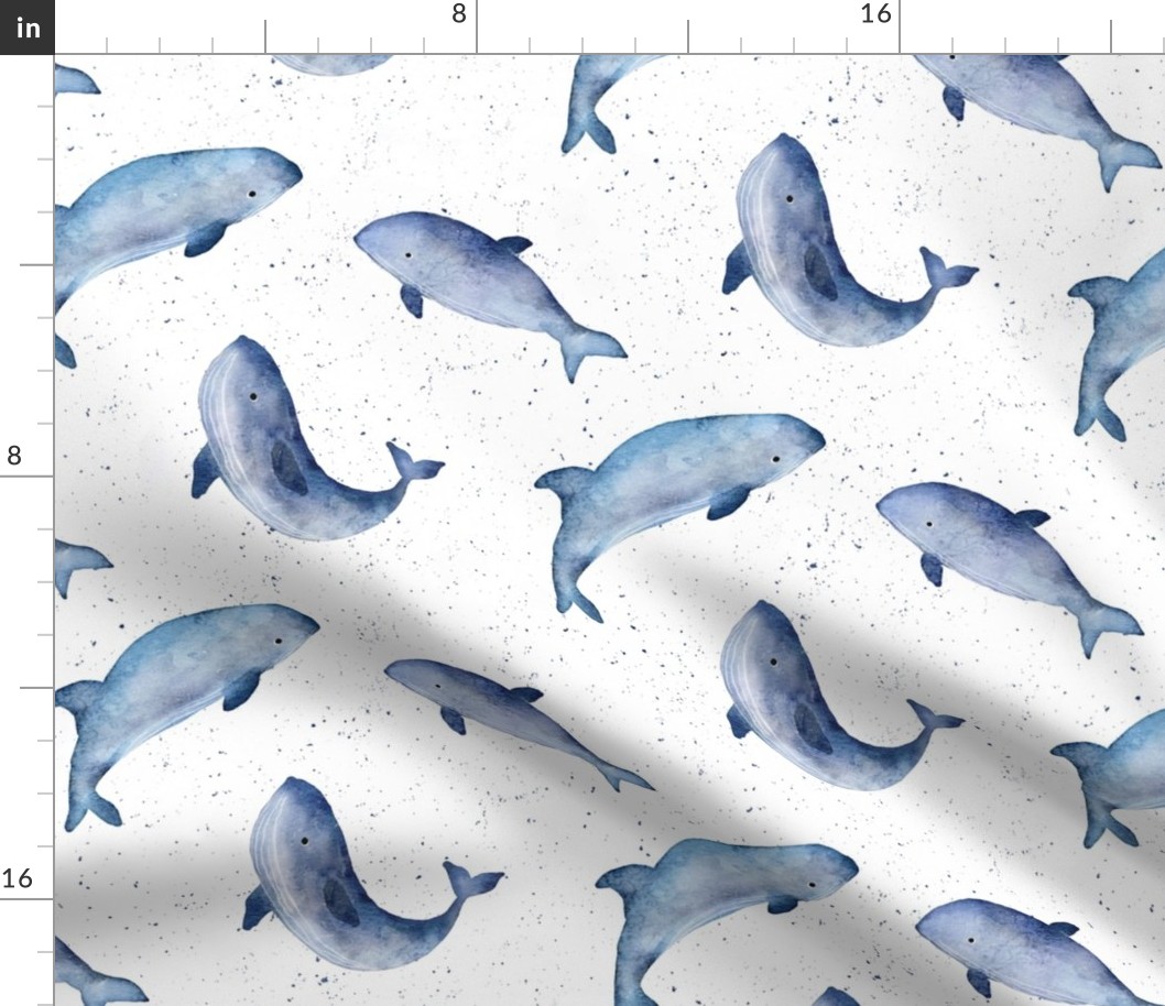 Watercolor indigo whale wallpaper