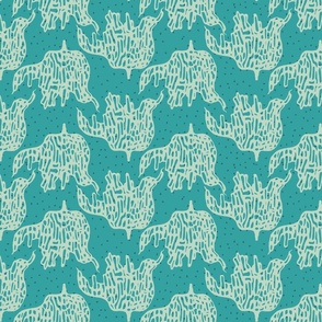 Hand-drawn organic coral reef - Turquoise Blue