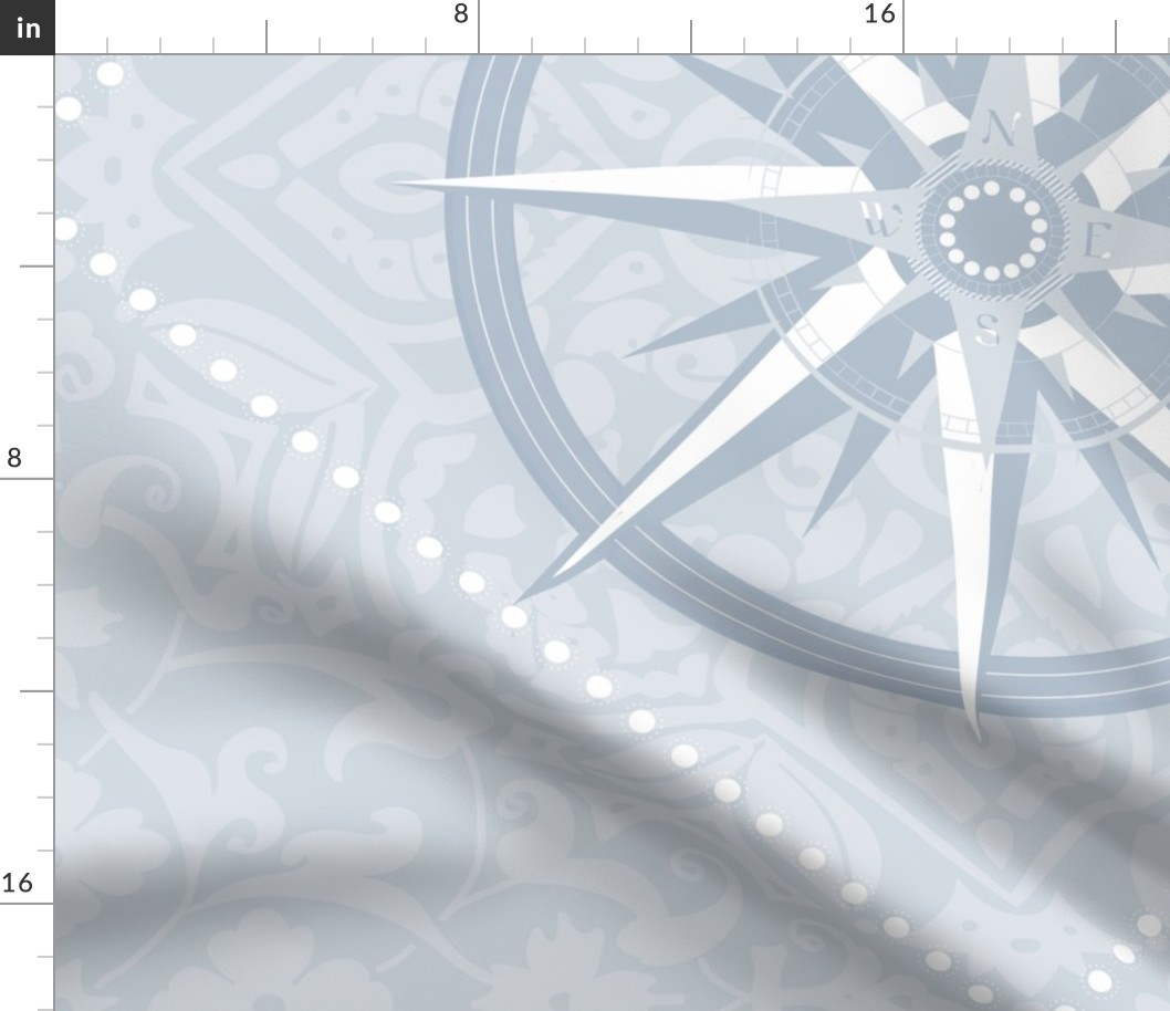 Nautical Compass Pattern with  wind rose on intricately patterned background - large scale