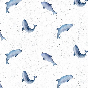 Small watercolor indigo whale