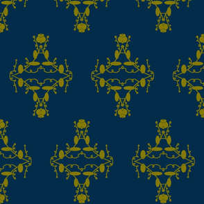 Navy and Olive Damask