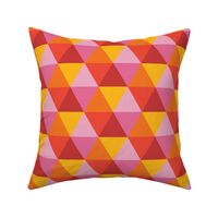 Retro triangles hexagons mosaic pink yellow