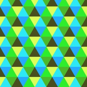 Retro triangles hexagons mosaic neon green blue