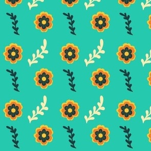 Green and yellow flower fabric/wallpaper 