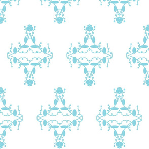 White and Turquoise Damask