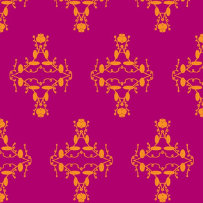 Fuchsia and Orange Damask