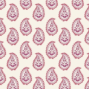Indian paisley block print style cream and pink