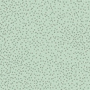 Micro mini scattered plusses - speckled and sparkling - celedon green with brown and white marks