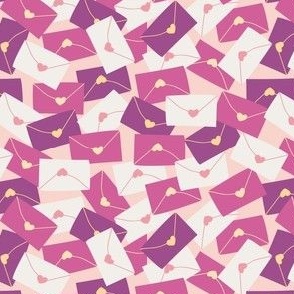 Pile of Cute Love Letters in Purple, Pink, and White 