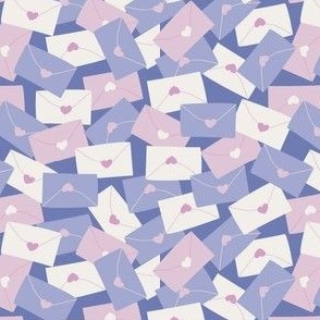 Pile of Cute Love Letters in Blue, Pink, and White 