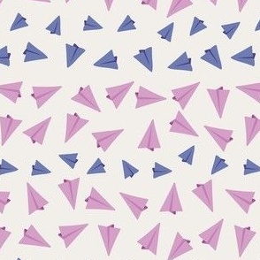 Cute Paper Airplanes in Blue and Pink on Cream