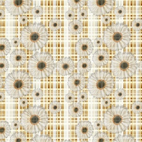 [Medium] Country Side Tablecloth - Partial flowers on Yellow Ochre
