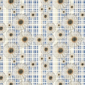 [Medium] Country Side Tablecloth - Partial flowers on Blue