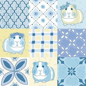 French country guinea pigs wholecloth 4 inch blocks