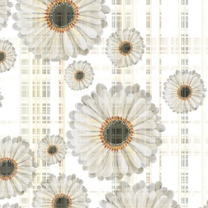 [Large] Country Side Tablecloth - Partial flowers on white