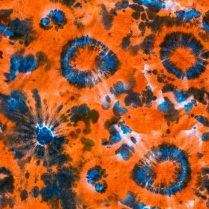 Blue Orange Tie Dye Fabric, Wallpaper and Home Decor