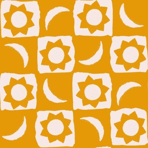Checkerboard sun and moon - yellow
