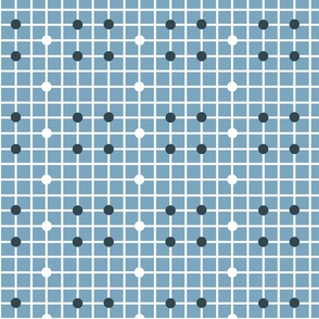 Squares Trellis Circles Modern Geometric - Blue White -medium