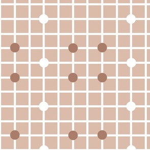 Squares Grid with Dots Modern Geometric - Beige White - large