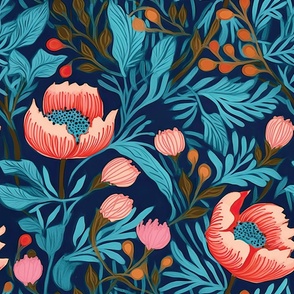 Blue and Pink Peonies