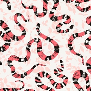(XL) Multi-Directional Textured Scarlet Snakes in the Forest Extra Large- Pink