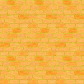 Stone Wall - Orange with Lime Green