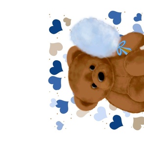 Amazon Teddy Bear Single - Blue Wall hanging or Tea towel