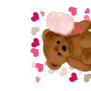 Amazon Teddy Bear Single - Pink Wall hanging or Tea towel