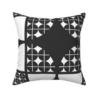 Circles Diamond Within Square Non Directional black and white large geometric