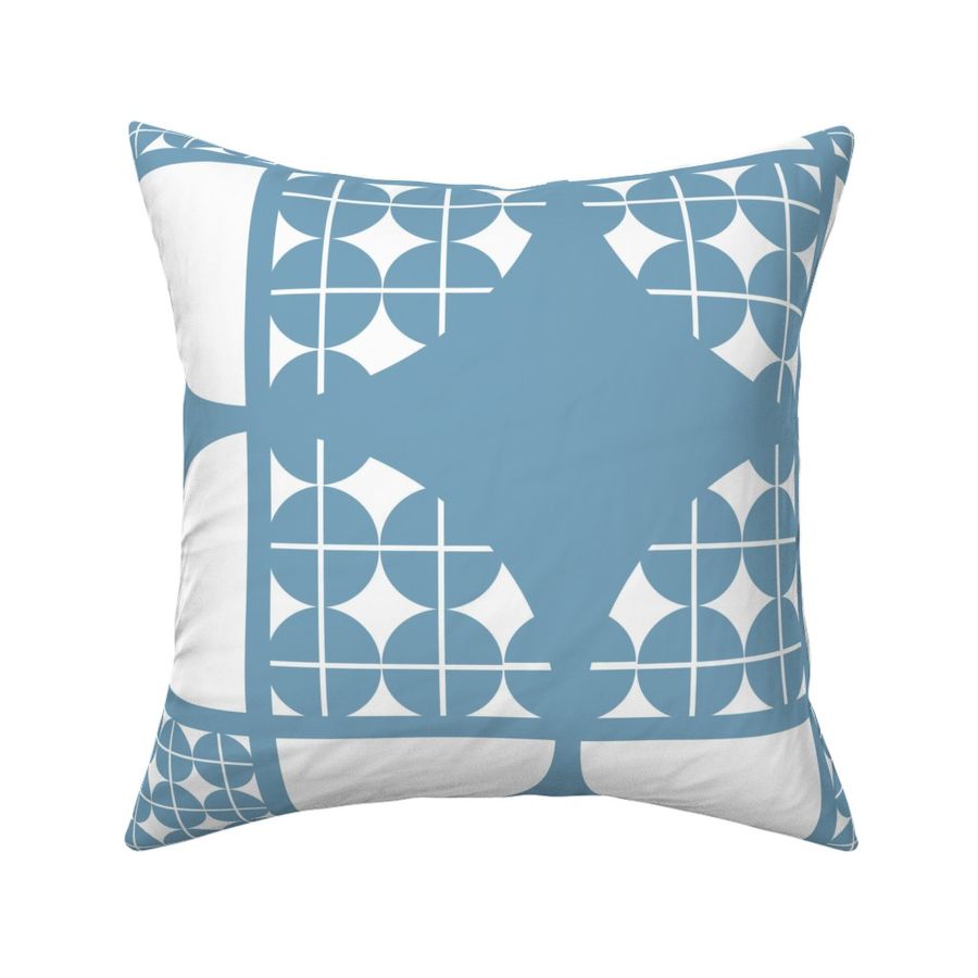 Circles Diamond Within Square non directional Blue Blush and White large geometric