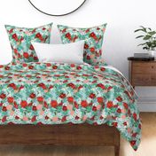 Vintage Poinsettia Christmas Floral, Aqua