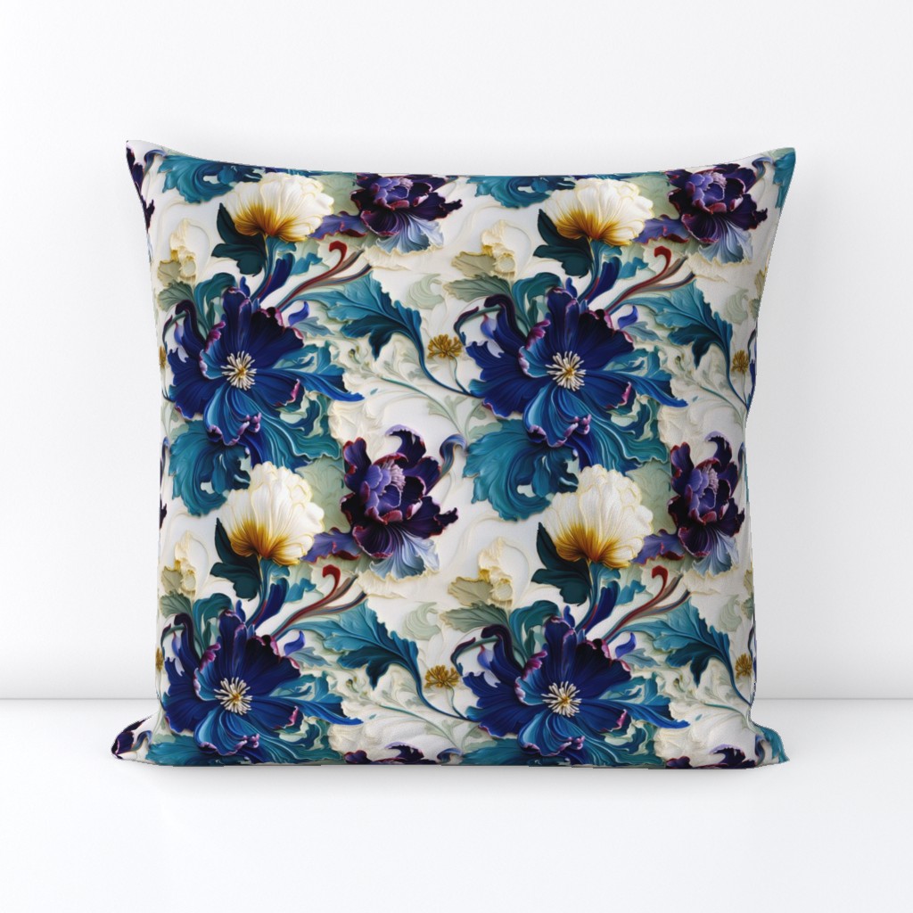 Gilded Age purple and blue flowers