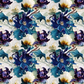Gilded Age purple and blue flowers
