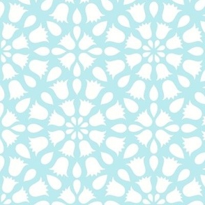 Grandmillennial Country Floral Geometric in Pastel Aquamarine and White - Medium - Farmhouse,  Cottagecore, Easter Floral