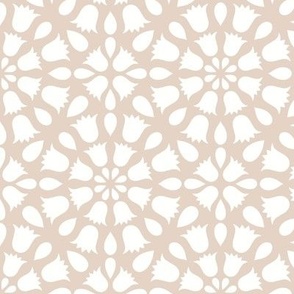 Grandmillennial Country Floral Geometric in Neutral Farmhouse Beige and White - Medium - Traditional, Cottagecore, Neutral Floral