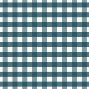 1 inch Large Blue gingham check - Soft Prussian Blue cottagecore country plaid - perfect for wallpaper bedding tablecloth kopi