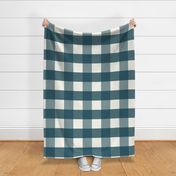 5 inch Huge Blue gingham check - Soft Prussian Blue cottagecore country plaid - perfect for wallpaper bedding tablecloth