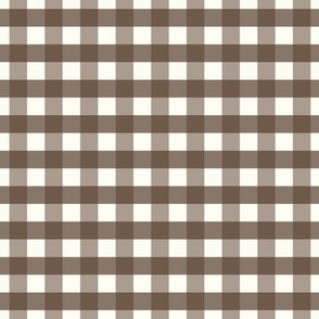 1 inch Large Brown gingham check - Soft nut brown cottagecore country plaid - perfect for wallpaper bedding tablecloth 