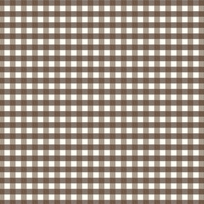 1/6 inch Extra small Brown gingham check - Soft nut brown cottagecore country plaid - perfect for smaller projects, kids clothing, nursery, tableware 