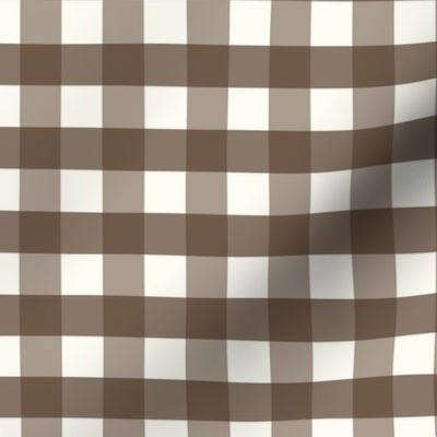 3/4 inch Medium Brown gingham check - Soft nut brown cottagecore / cabincore country plaid - perfect for wallpaper bedding tablecloth 