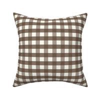 3/4 inch Medium Brown gingham check - Soft nut brown cottagecore / cabincore country plaid - perfect for wallpaper bedding tablecloth 