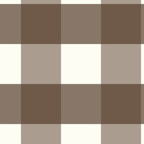 5 inch Huge Brown gingham check - Soft nut brown cottagecore country plaid - perfect for wallpaper bedding tablecloth - grandad grandpa chic 