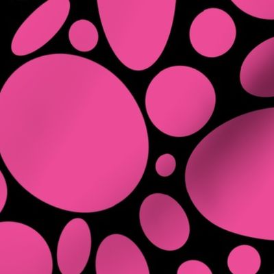 Hot pink oval pebbles on black large