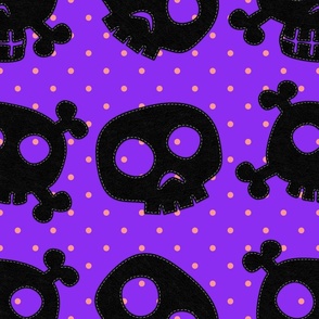 FELT-HALLOWEEN Purple Black Skullies Fun!